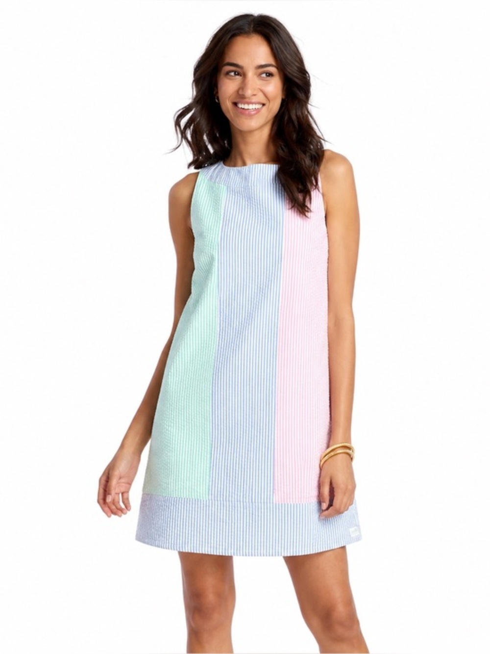 Vineyard Vines Party Seersucker Shift Dress Pastel Stripe Sleeveless 2 XS NEW